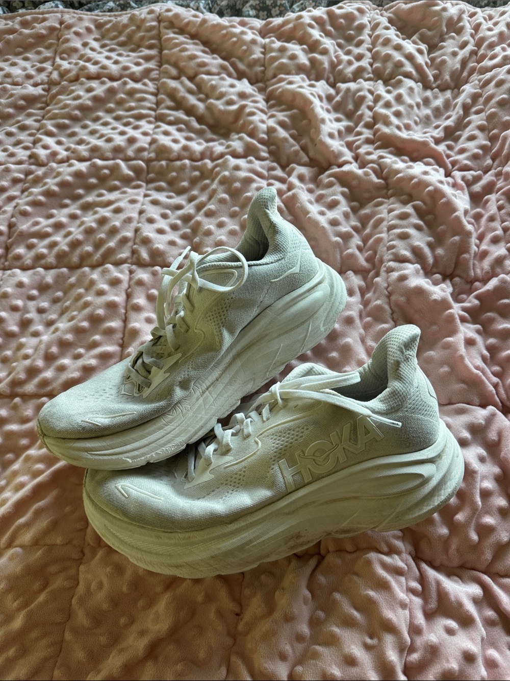 Hoka All-White Cushioned Running Sneakers